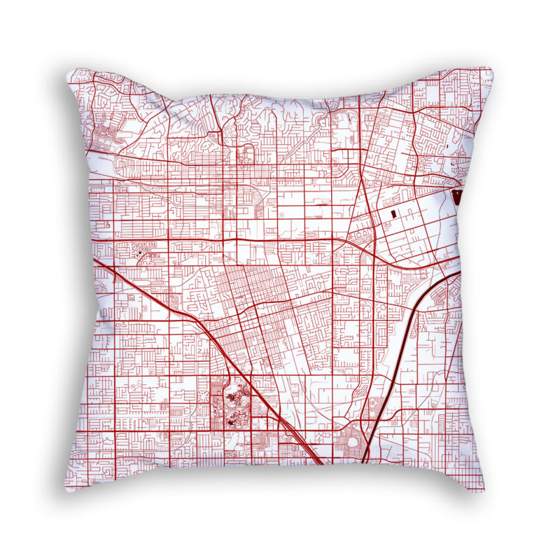 Anaheim California City Map Art Decorative Throw Pillow