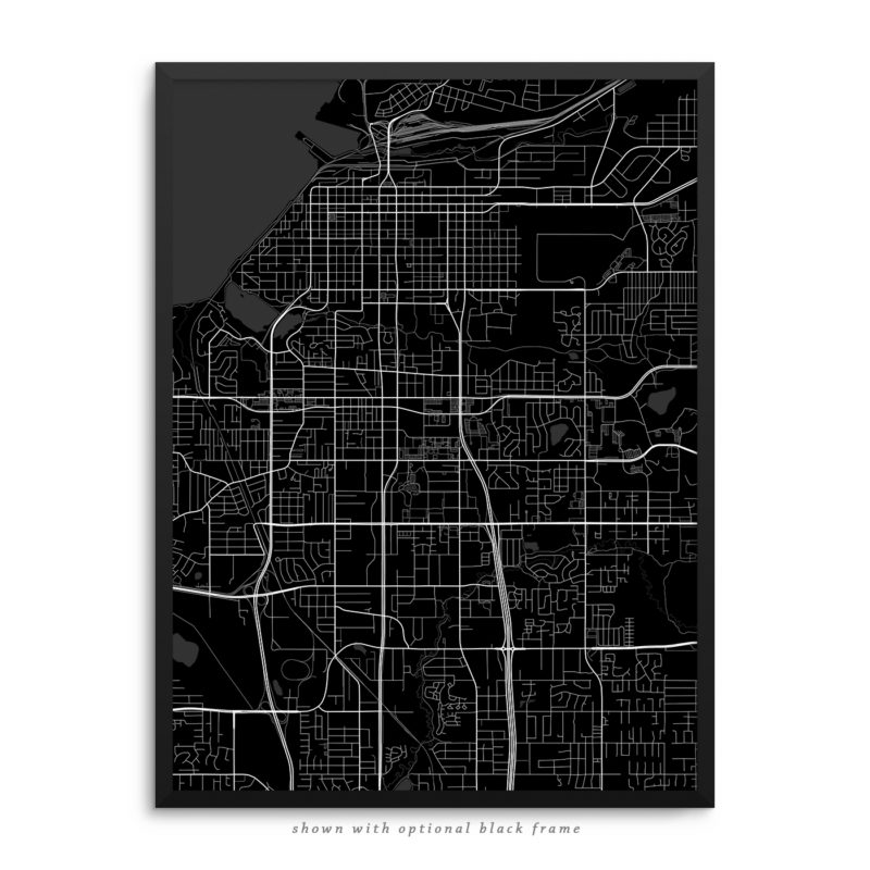 Anchorage AK City Street Map Black Poster