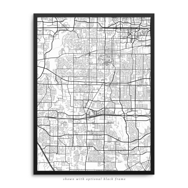 Arlington TX City Street Map White Poster