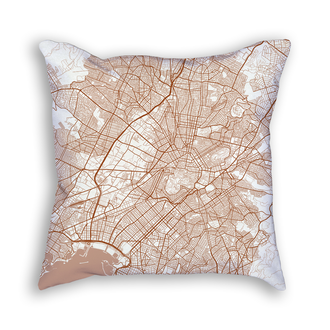 Athens Greece City Map Art Decorative Throw Pillow