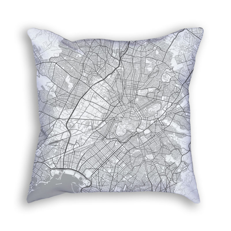 Athens Greece City Map Art Decorative Throw Pillow