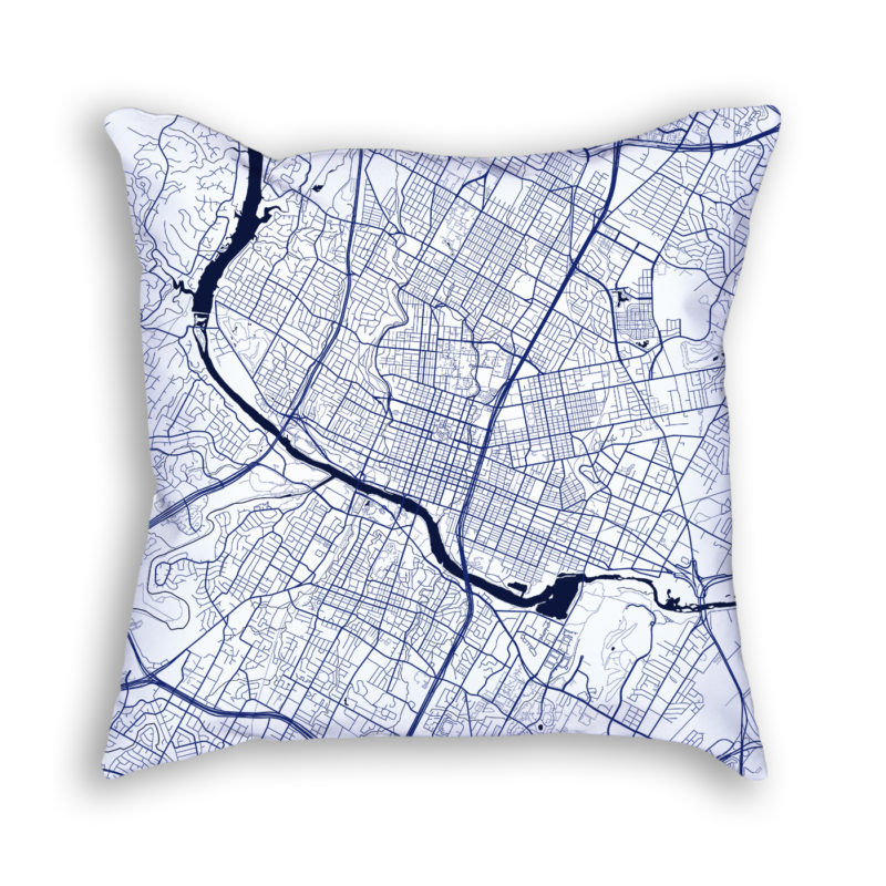 Austin Texas City Map Art Decorative Throw Pillow