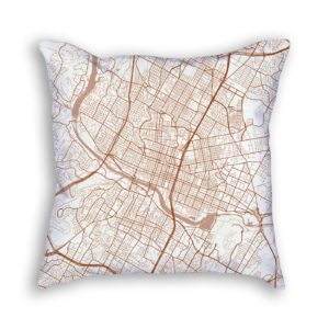 Austin TX City Map Art Decorative Throw Pillow