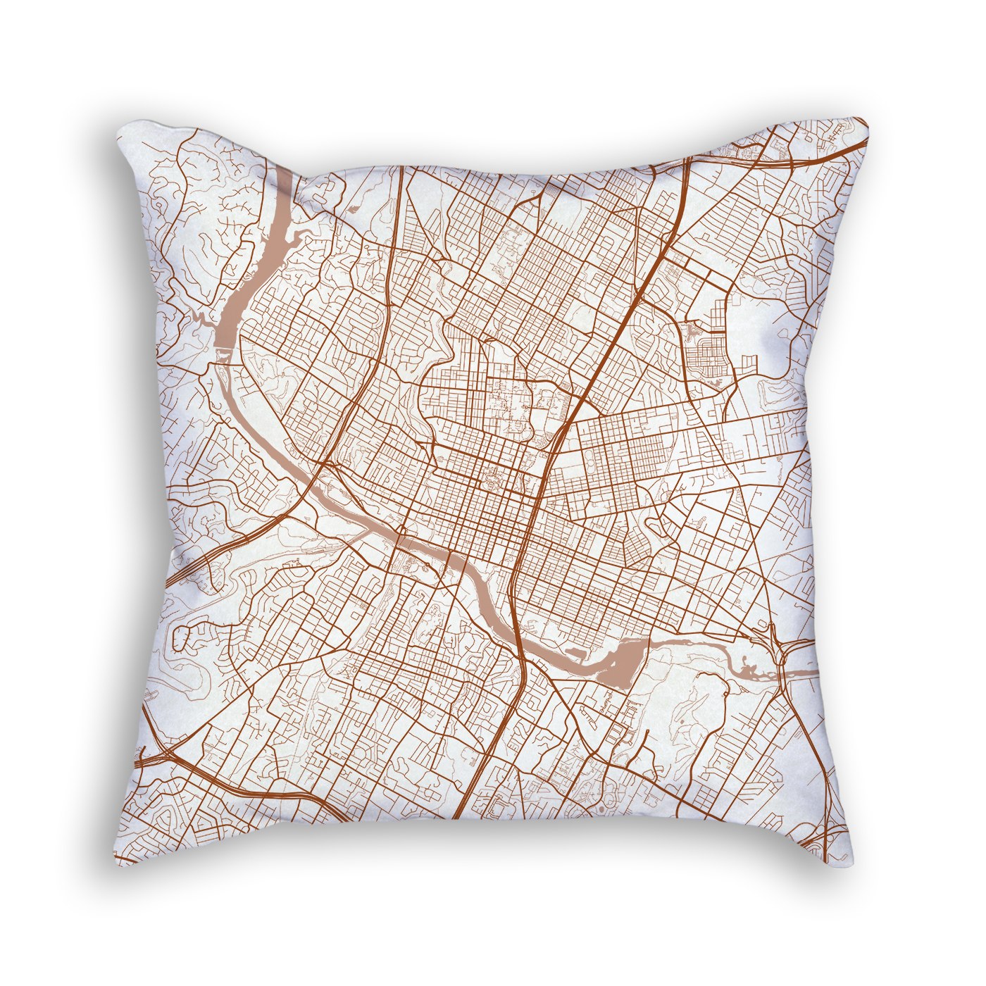 Austin TX City Map Art Decorative Throw Pillow