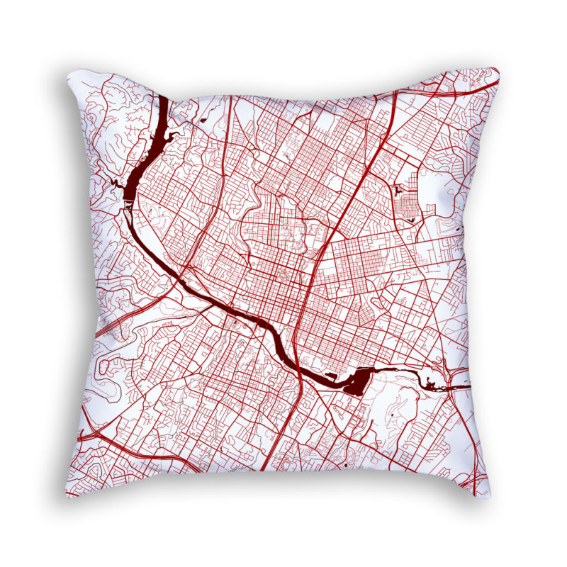 Austin Texas City Map Art Decorative Throw Pillow