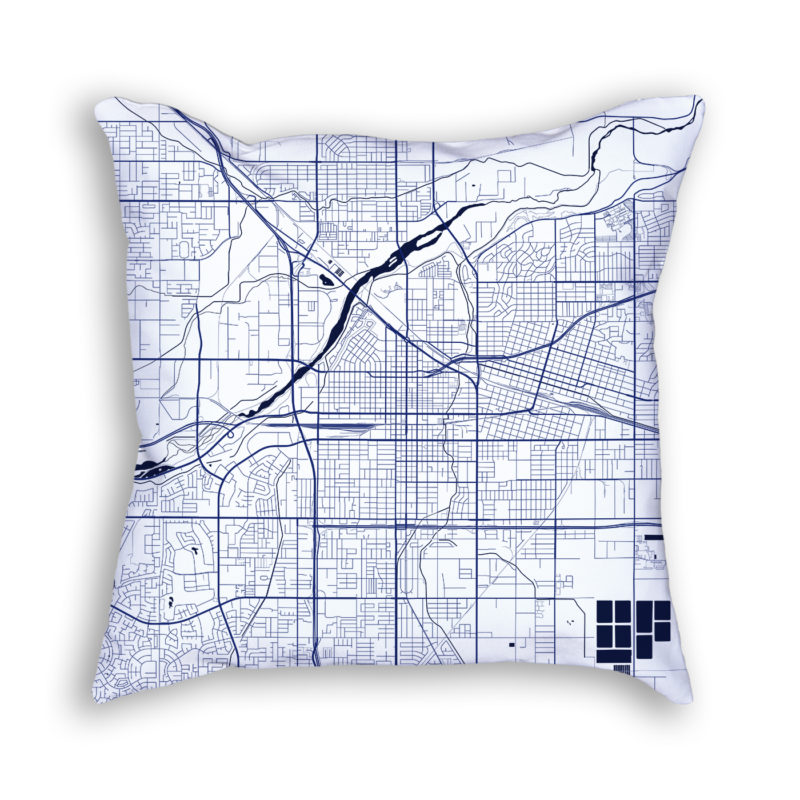 Bakersfield California City Map Art Decorative Throw Pillow