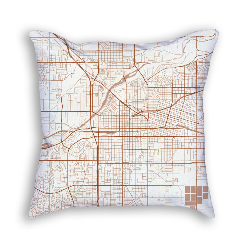 Bakersfield CA City Map Art Decorative Throw Pillow