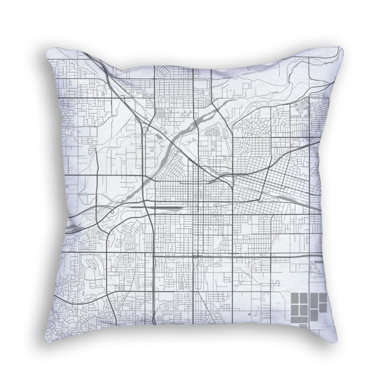 Bakersfield California City Map Art Decorative Throw Pillow