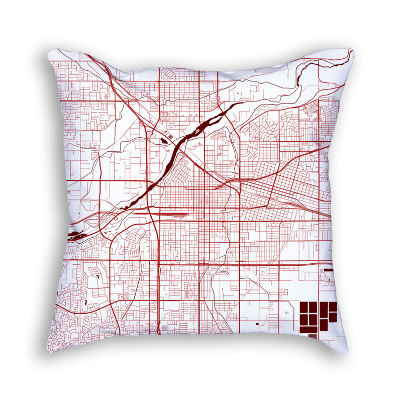 Bakersfield California City Map Art Decorative Throw Pillow