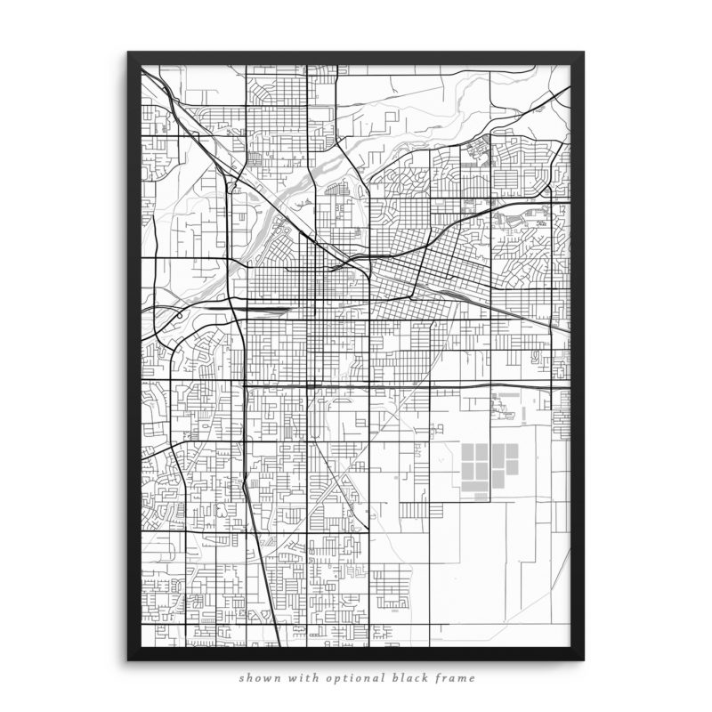 Bakersfield CA City Street Map White Poster