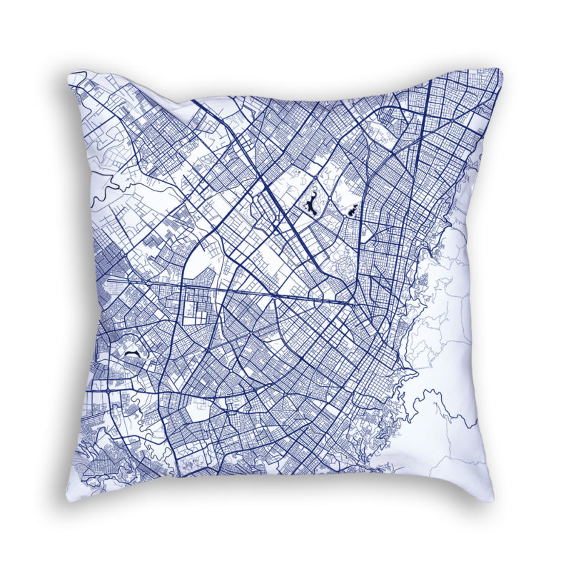 Bogota Colombia City Map Art Decorative Throw Pillow