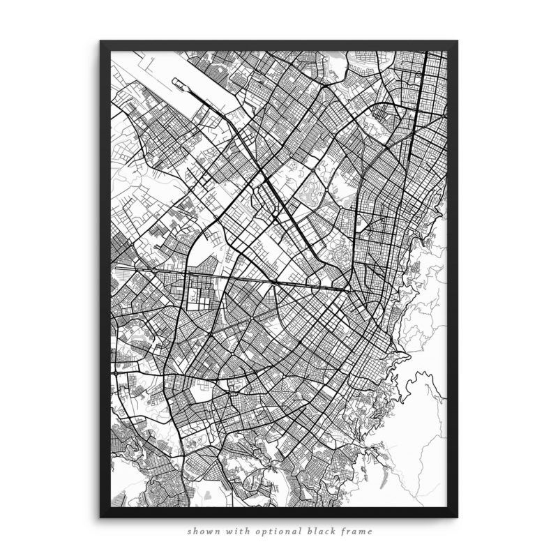 Bogota Colombia City Street Map White Poster