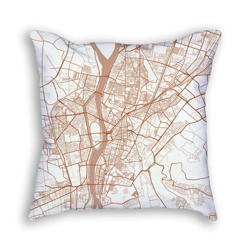 Cairo Egypt City Map Art Decorative Throw Pillow