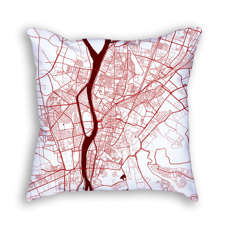 Cairo Egypt City Map Art Decorative Throw Pillow
