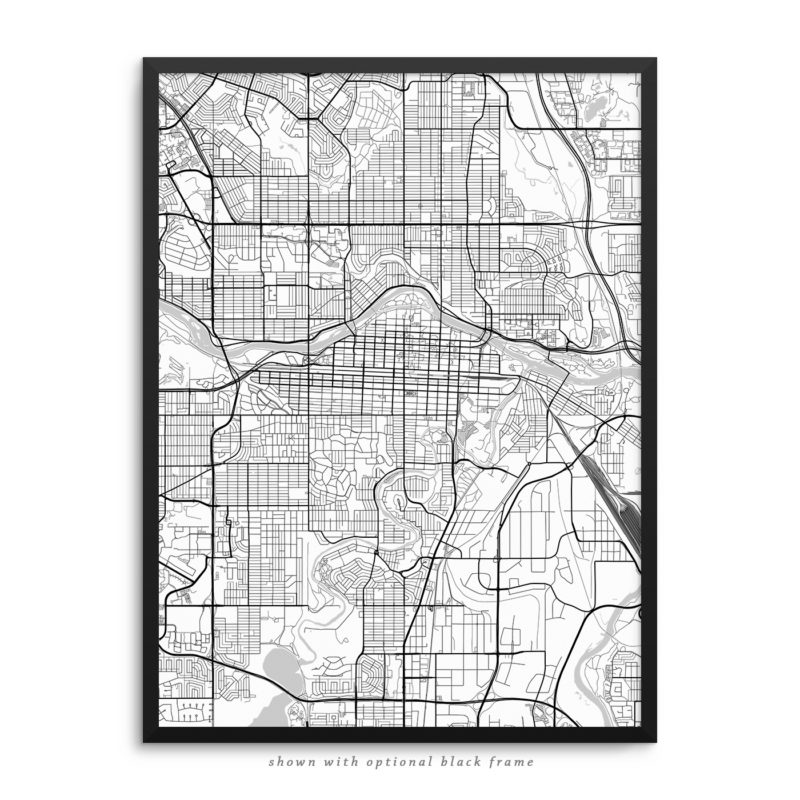 Calgary Canada City Street Map White Poster