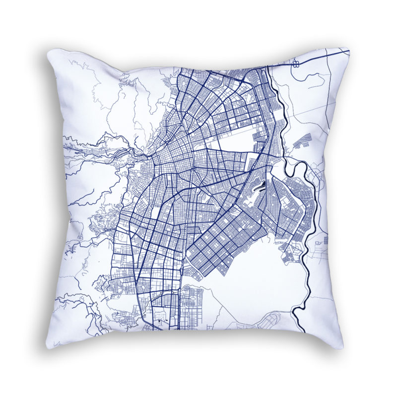 Cali Colombia City Map Art Decorative Throw Pillow