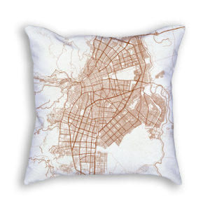 Cali Colombia City Map Art Decorative Throw Pillow
