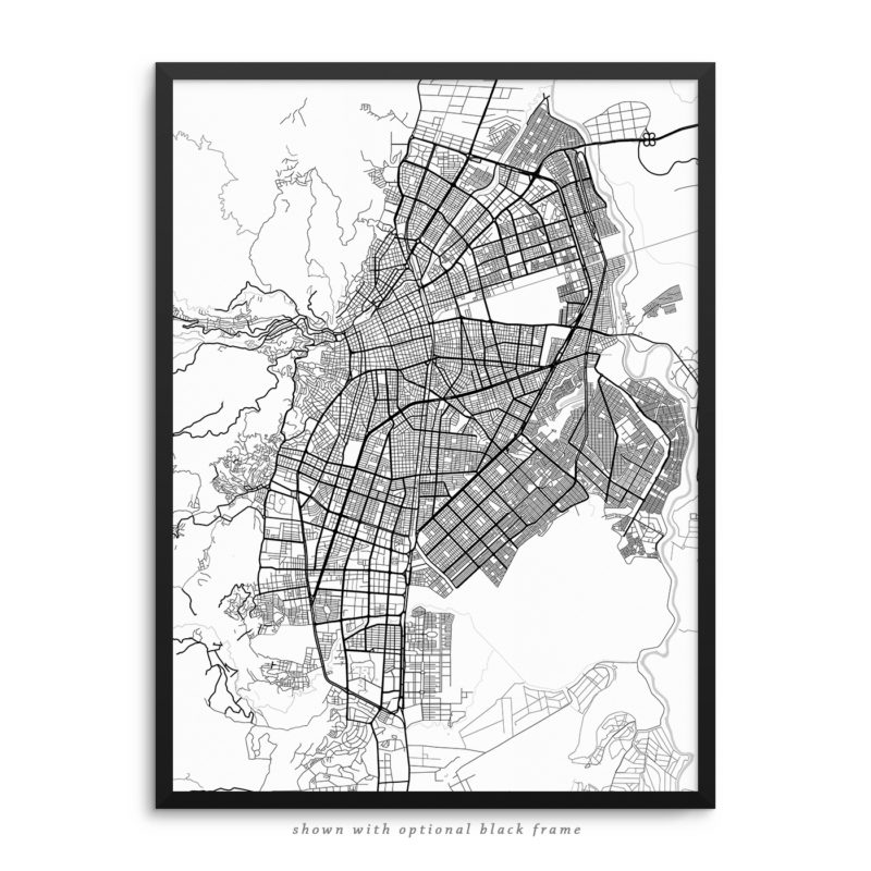 Cali Colombia City Street Map White Poster