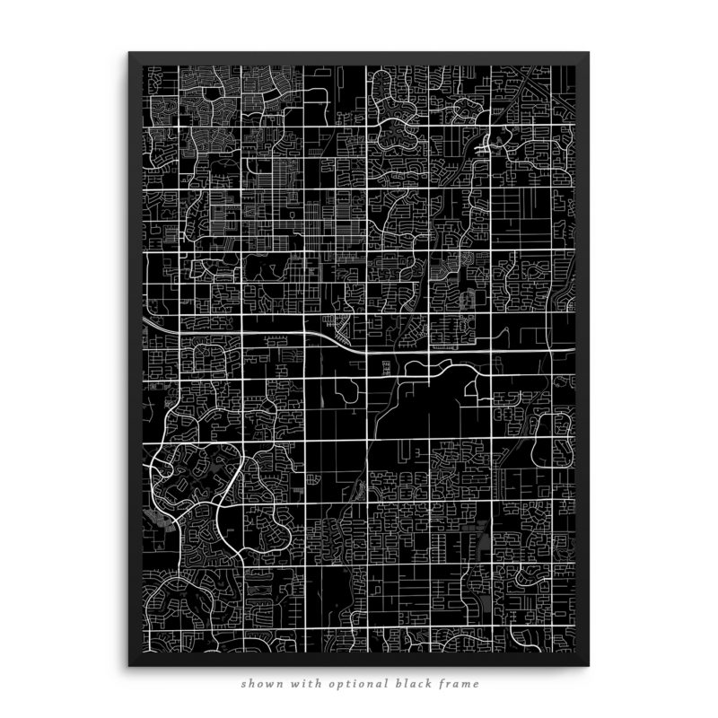 Chandler AZ City Street Map Black Poster