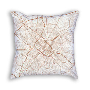 Charlotte NC City Map Art Decorative Throw Pillow