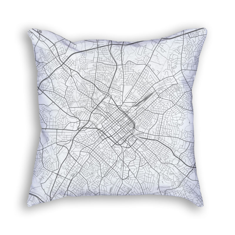 Charlotte North Carolina City Map Art Decorative Throw Pillow