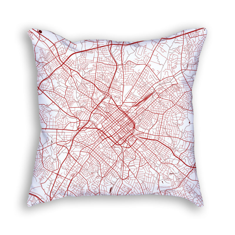 Charlotte North Carolina City Map Art Decorative Throw Pillow