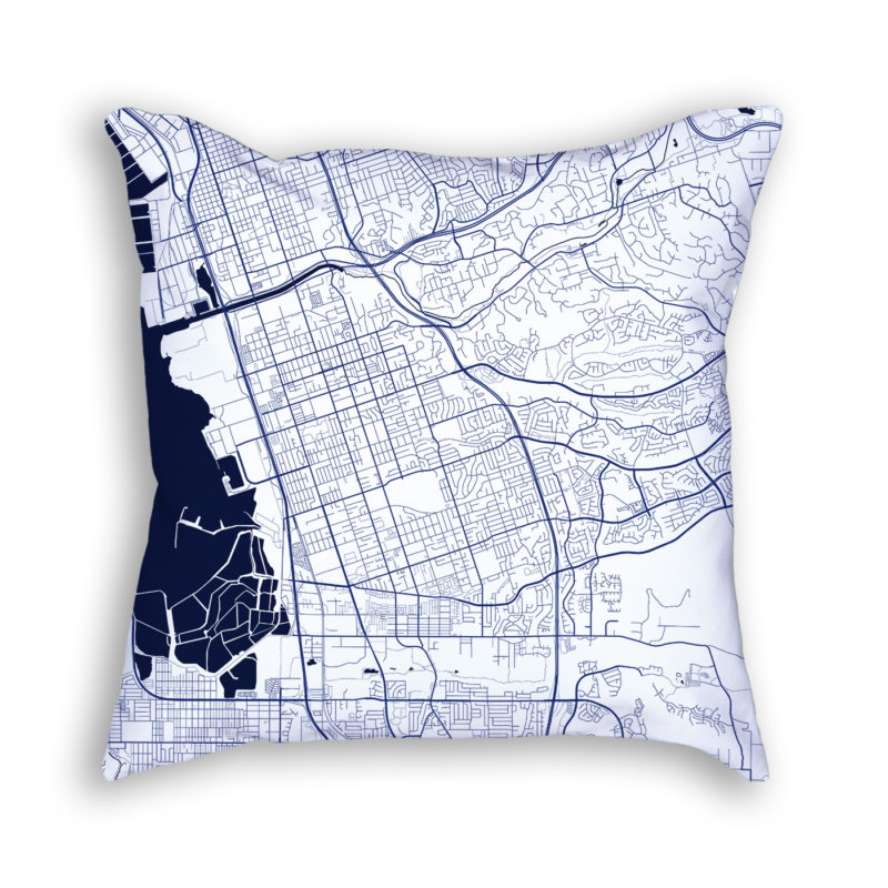 Chula Vista California City Map Art Decorative Throw Pillow