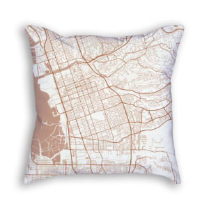 Chula Vista CA City Map Art Decorative Throw Pillow