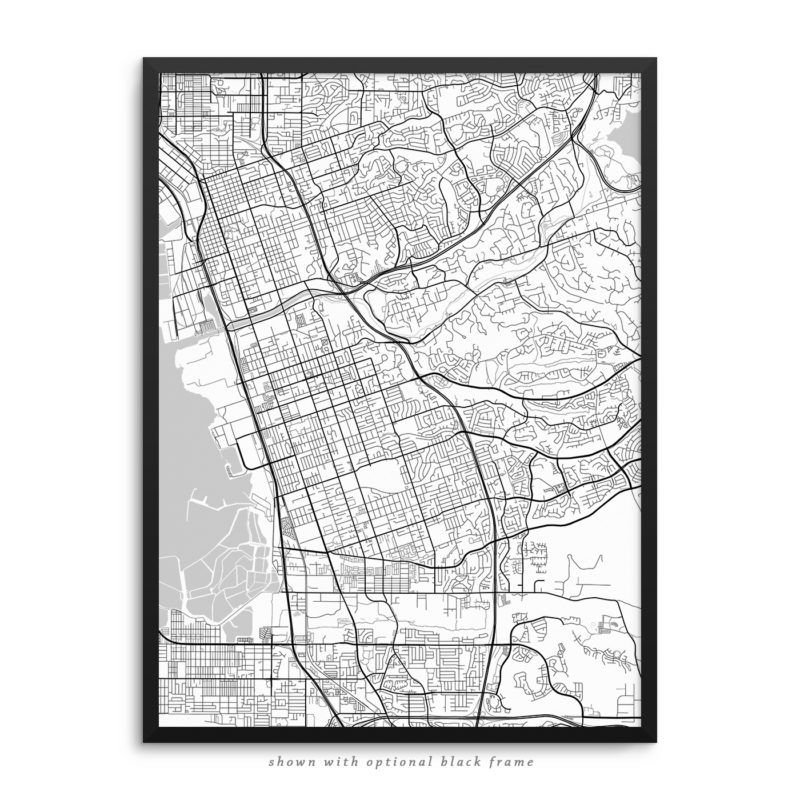 Chula Vista CA City Street Map White Poster