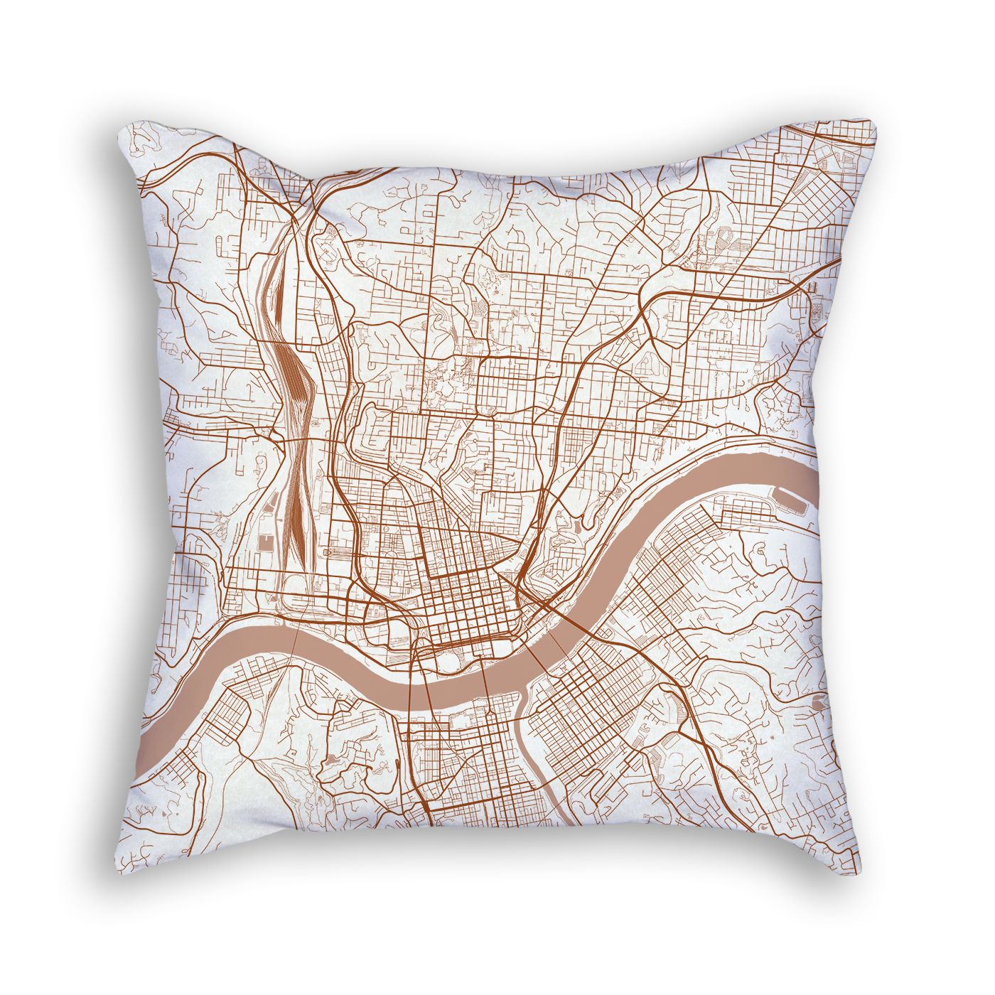 Cincinnati OH City Map Art Decorative Throw Pillow