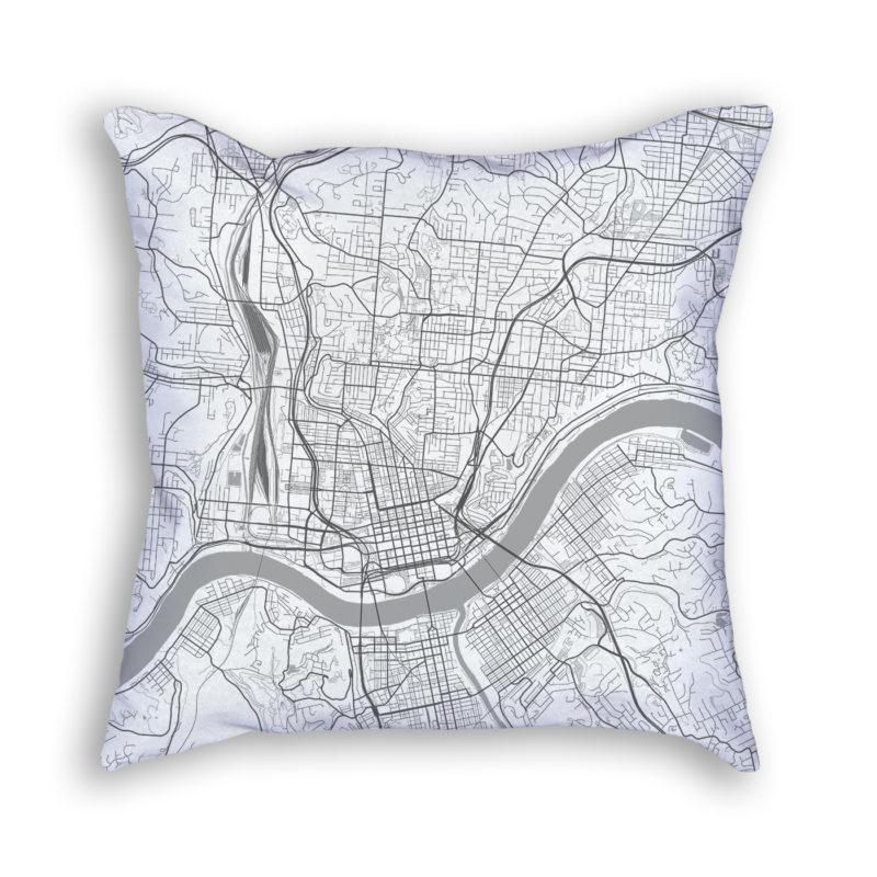 Cincinnati Ohio City Map Art Decorative Throw Pillow