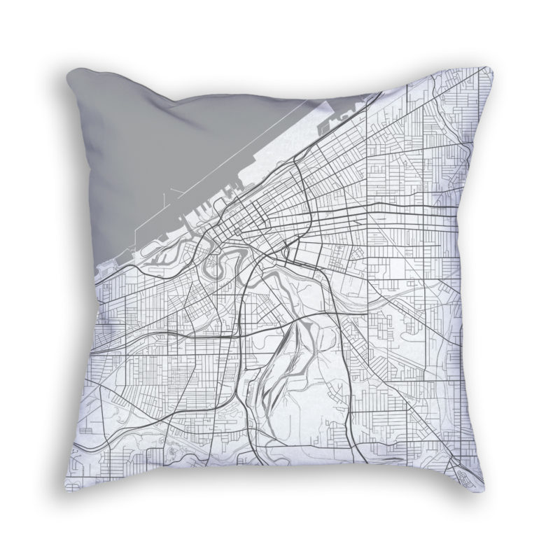 Cleveland Ohio City Map Art Decorative Throw Pillow