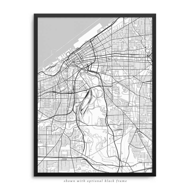 Cleveland OH City Street Map White Poster