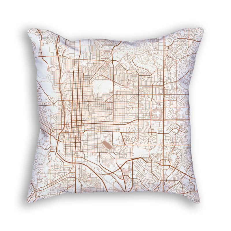 Colorado Springs City Map Art Decorative Throw Pillow