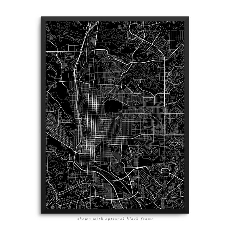 Colorado Springs CO City Street Map Black Poster