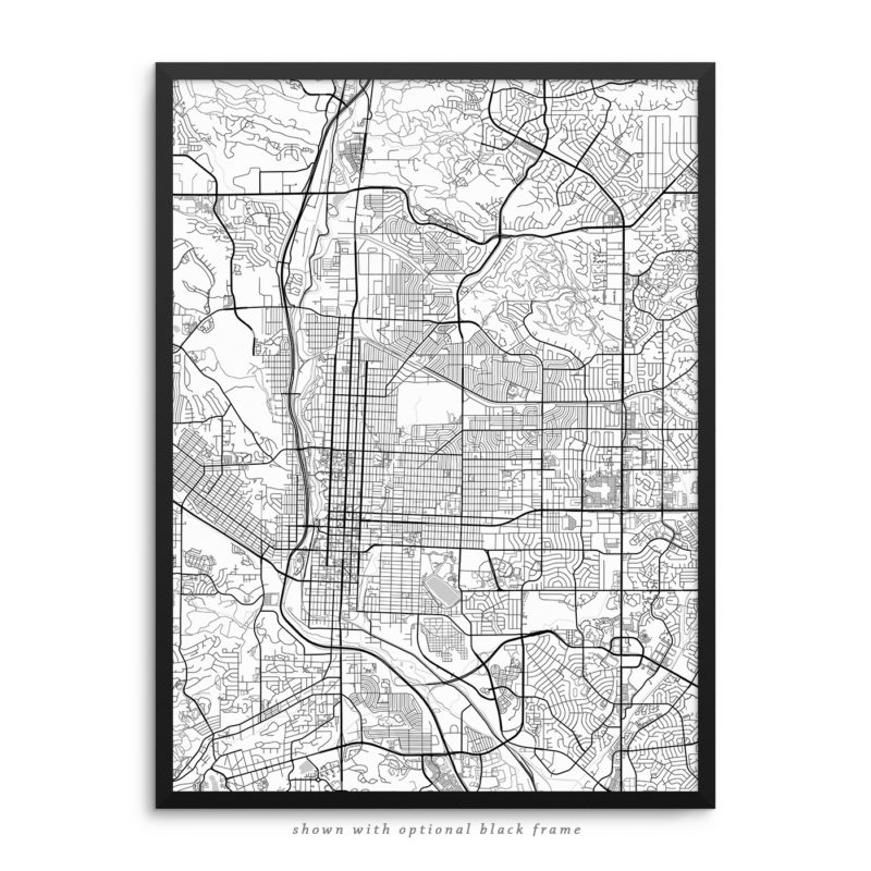 Colorado Springs CO City Street Map White Poster