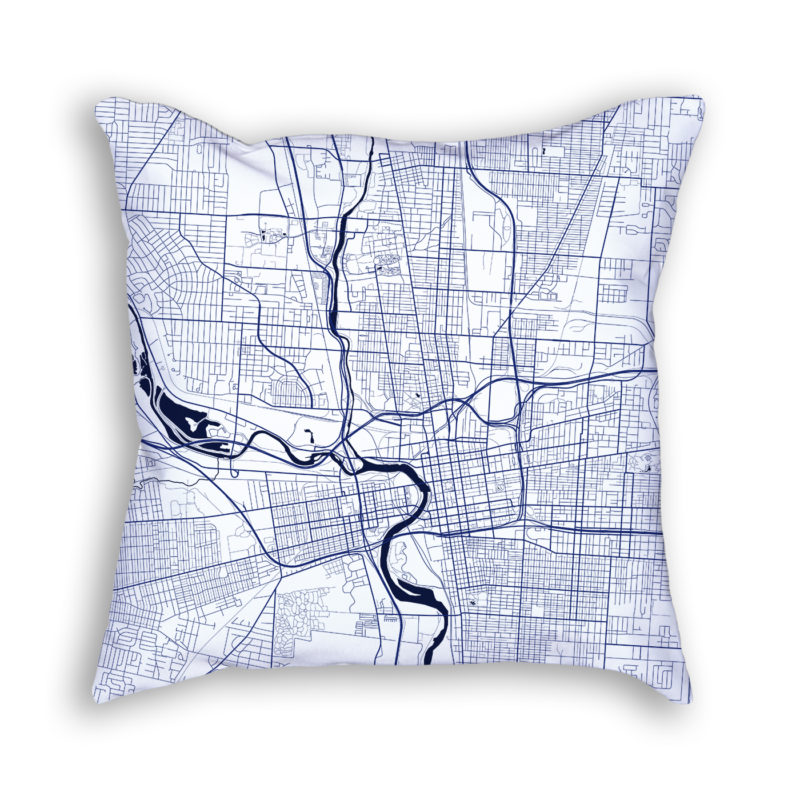 Columbus Ohio City Map Art Decorative Throw Pillow