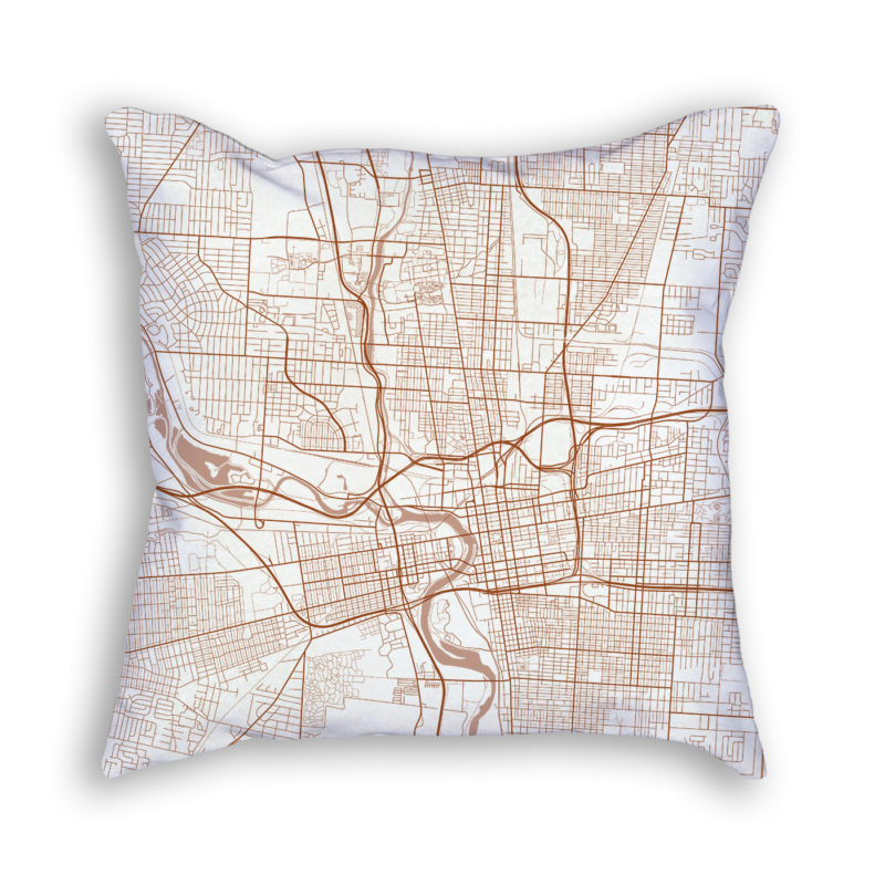 Columbus OH City Map Art Decorative Throw Pillow