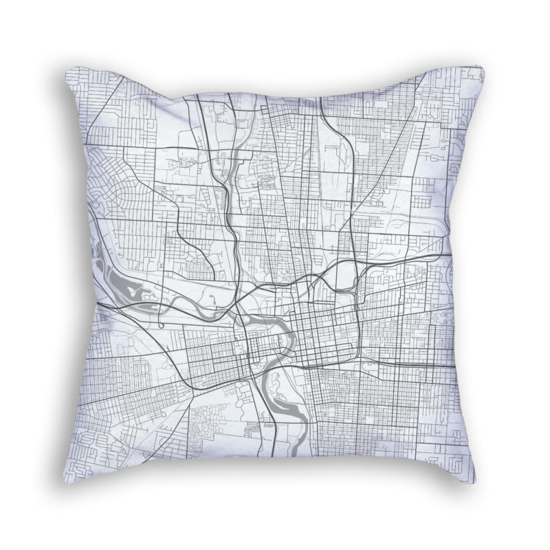 Columbus Ohio City Map Art Decorative Throw Pillow