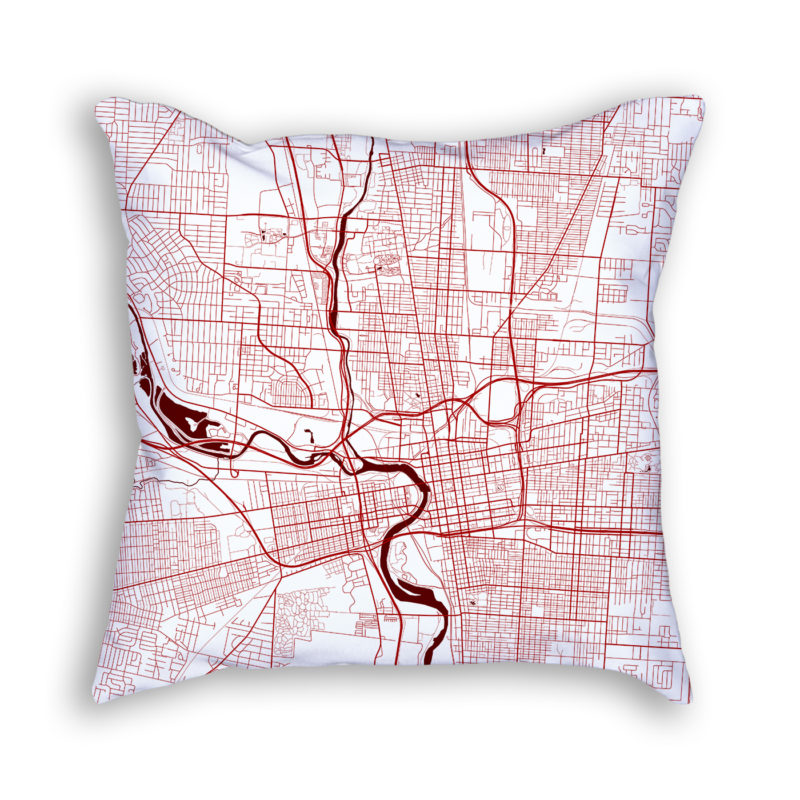 Columbus Ohio City Map Art Decorative Throw Pillow