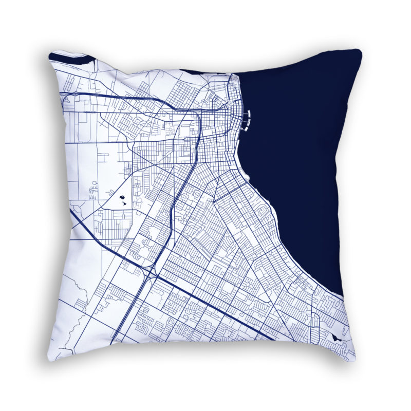 Corpus Christi Texas City Map Art Decorative Throw Pillow