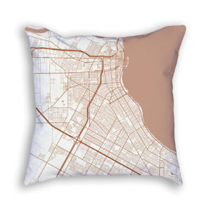 Corpus Christi TX City Map Art Decorative Throw Pillow