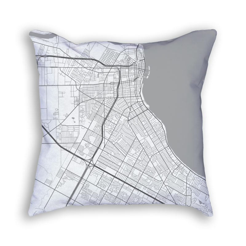 Corpus Christi Texas City Map Art Decorative Throw Pillow