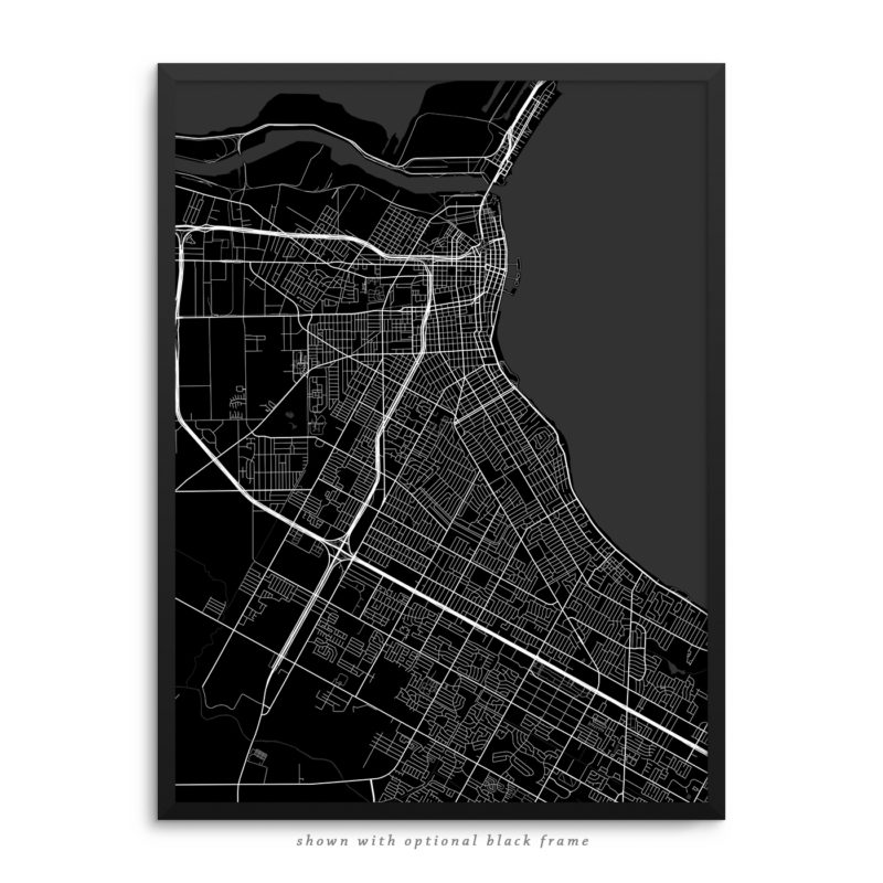 Corpus Christi TX City Street Map Black Poster