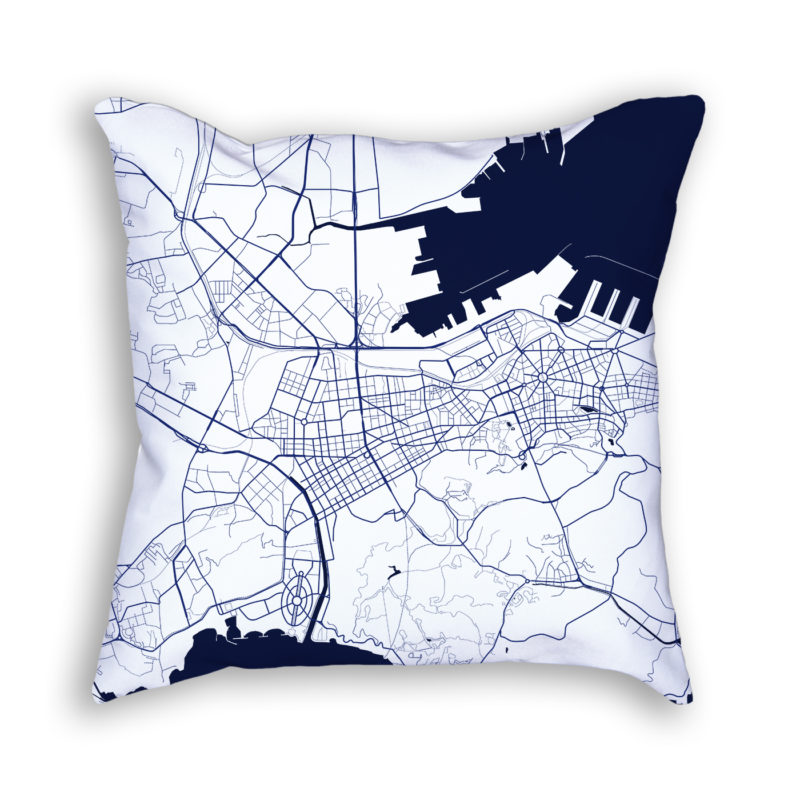 Dalian China City Map Art Decorative Throw Pillow