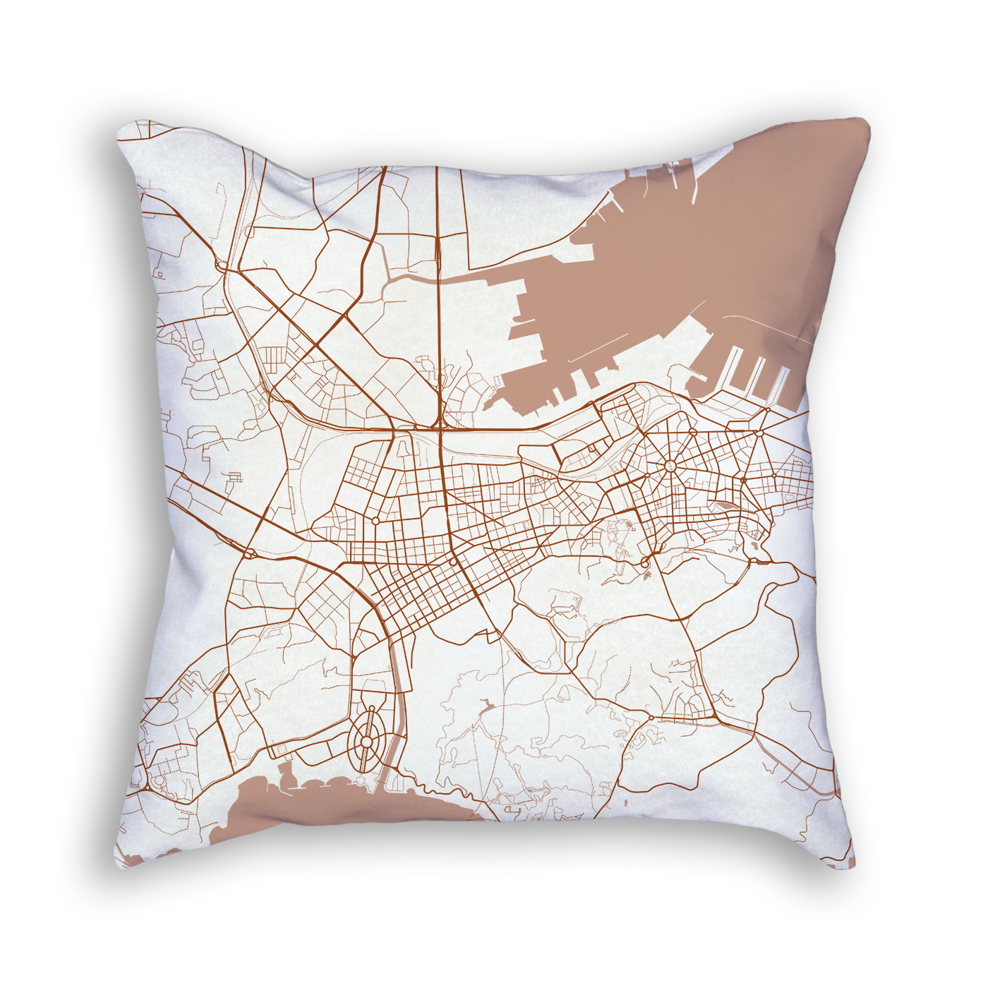 Dalian China City Map Art Decorative Throw Pillow