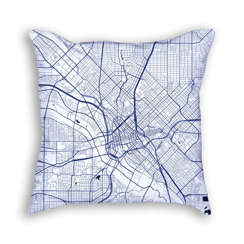 Dallas Texas City Map Art Decorative Throw Pillow