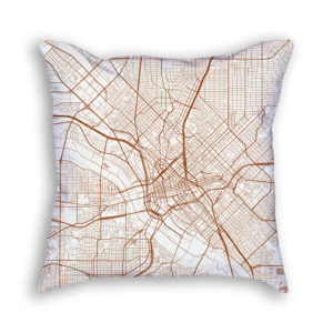 Dallas TX City Map Art Decorative Throw Pillow