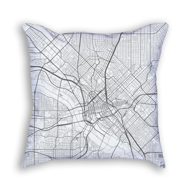 Dallas Texas City Map Art Decorative Throw Pillow