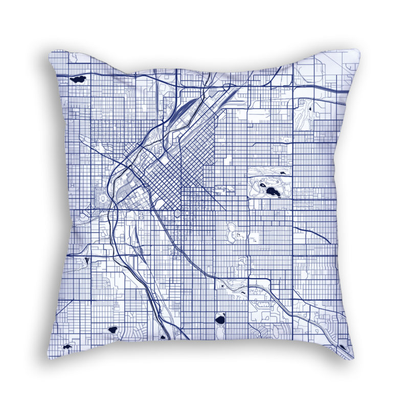 Denver Colorado City Map Art Decorative Throw Pillow